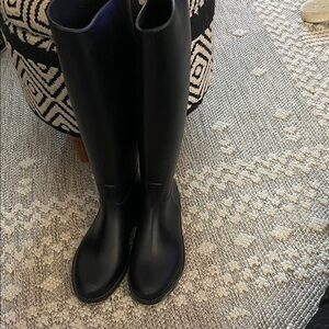 Barneys New York Black Tall Rain Boots - Sleek Riding Style